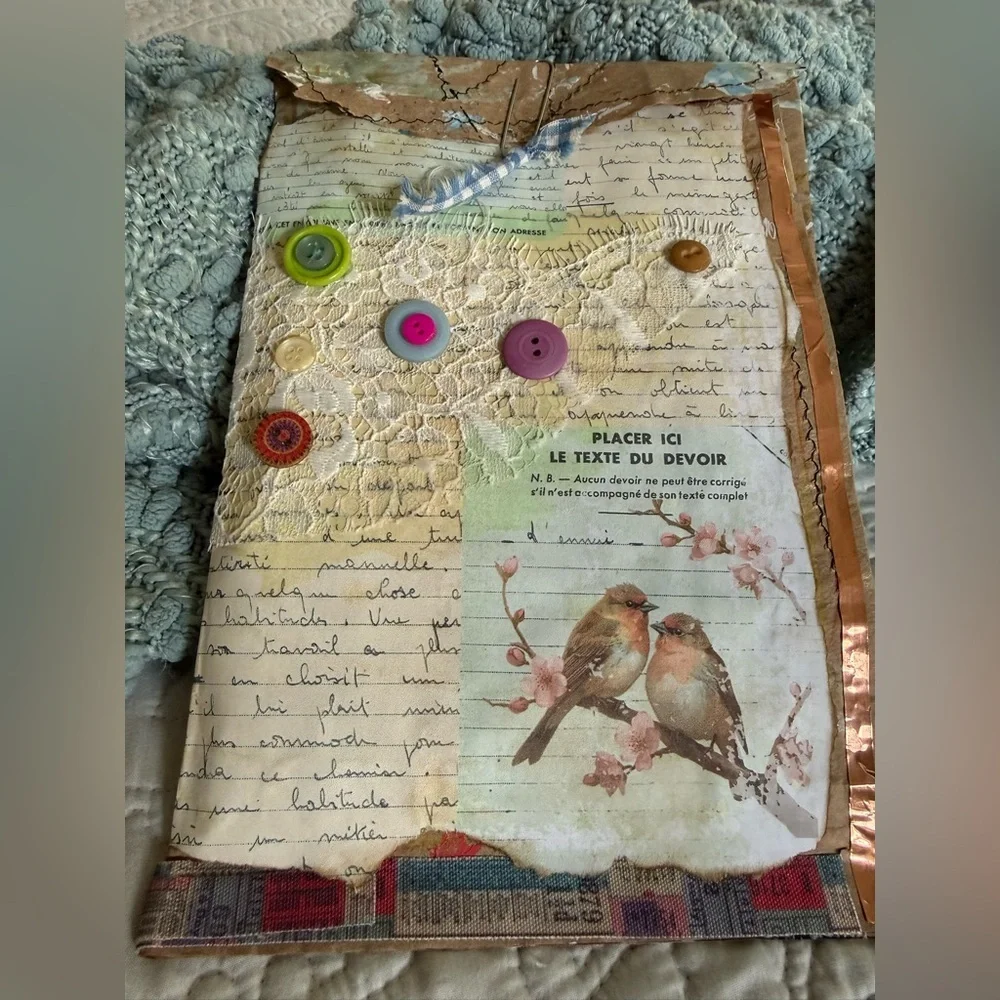 Hand Crafted Mixed Media Junk Journal 8x6 70 Plus Pages